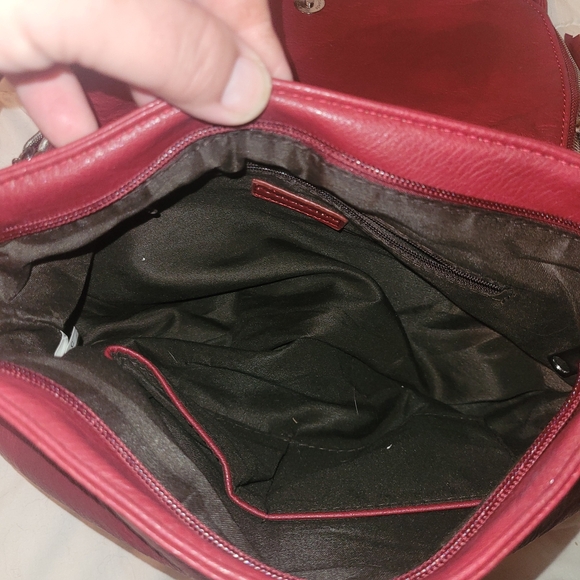 Pourquoi Pas Red Leather Shoulder Bag - Picture 5 of 7